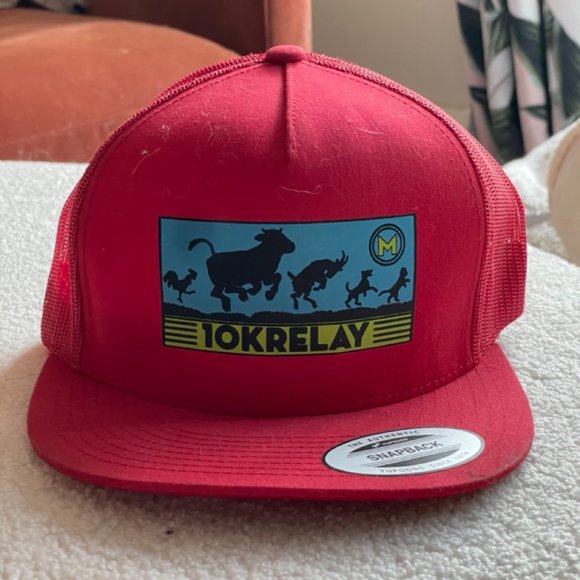 Red Flatbrim Adjustable Baseball Hat - Picture 1 of 1